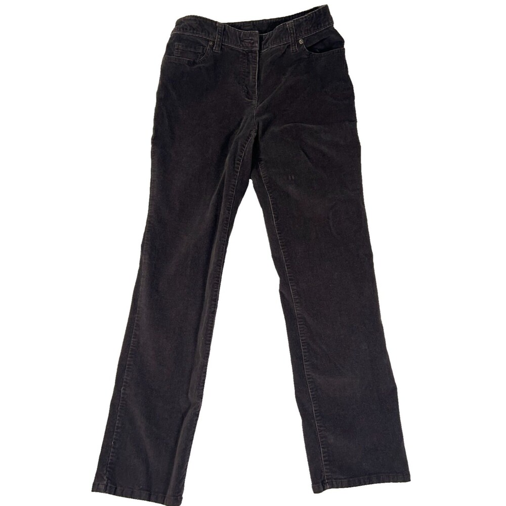 Style & Co Petite 4P Brown Corduroy Pants Straight Leg Stretch Womens